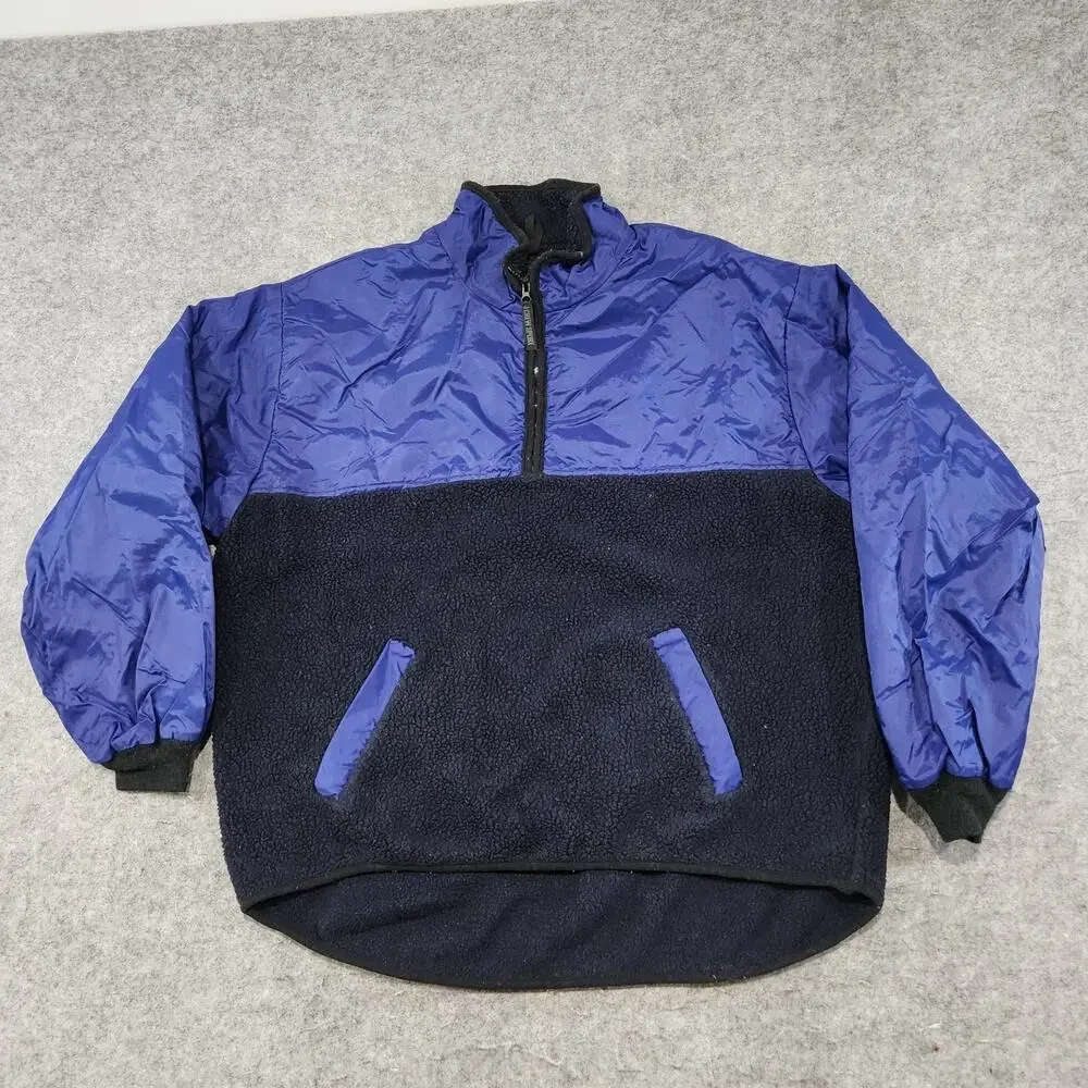 VTG 90s J Crew Sport Mens XL 1/2 Zip Oarsman Blue Fleece Nylon Pullover‎ Jacket